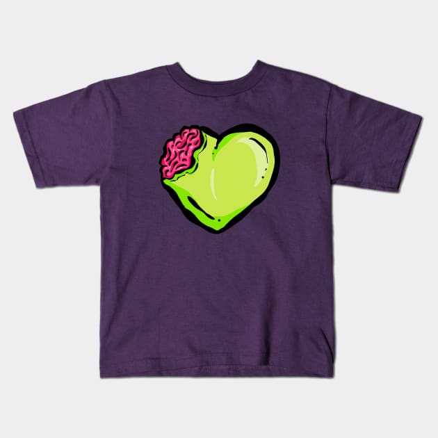My Green Voodoo Dead Zombie Heart and Brains Kids T-Shirt by Squeeb Creative